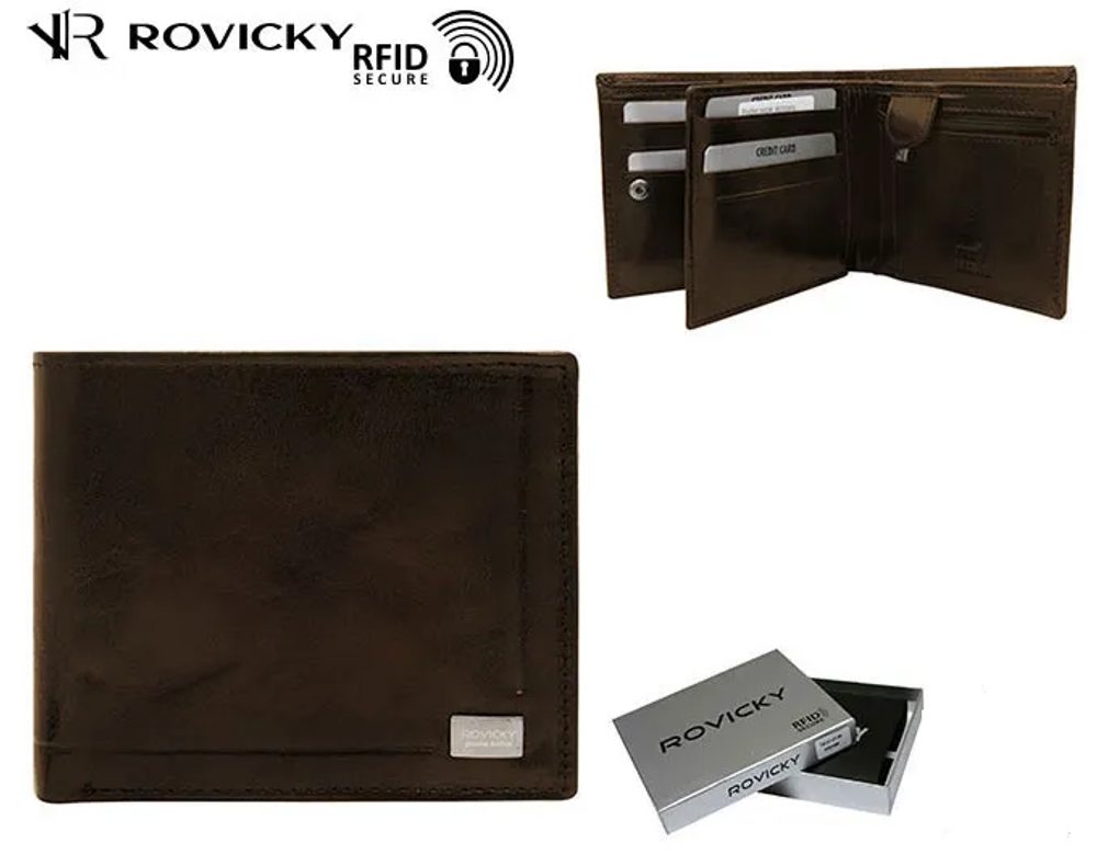 Rjava usnjena moška denarnica Rovicky