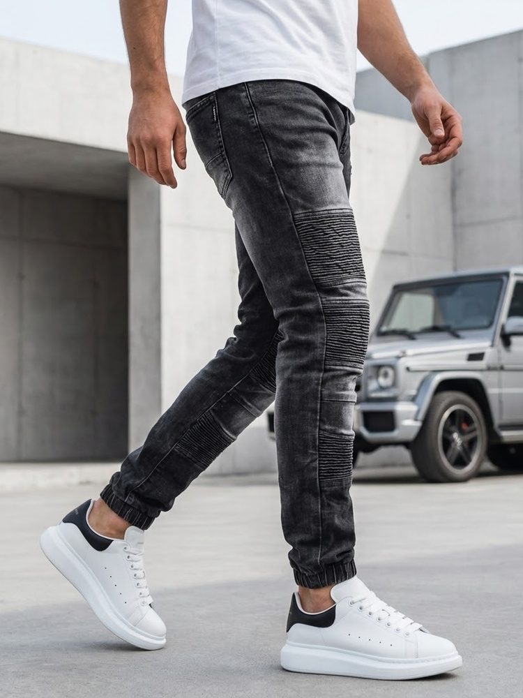 Črne moške jogger kavbojke