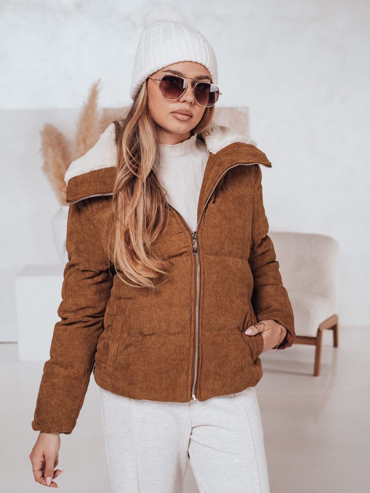 Ženska modna zimska jakna v rjavi barvi Trendyglam