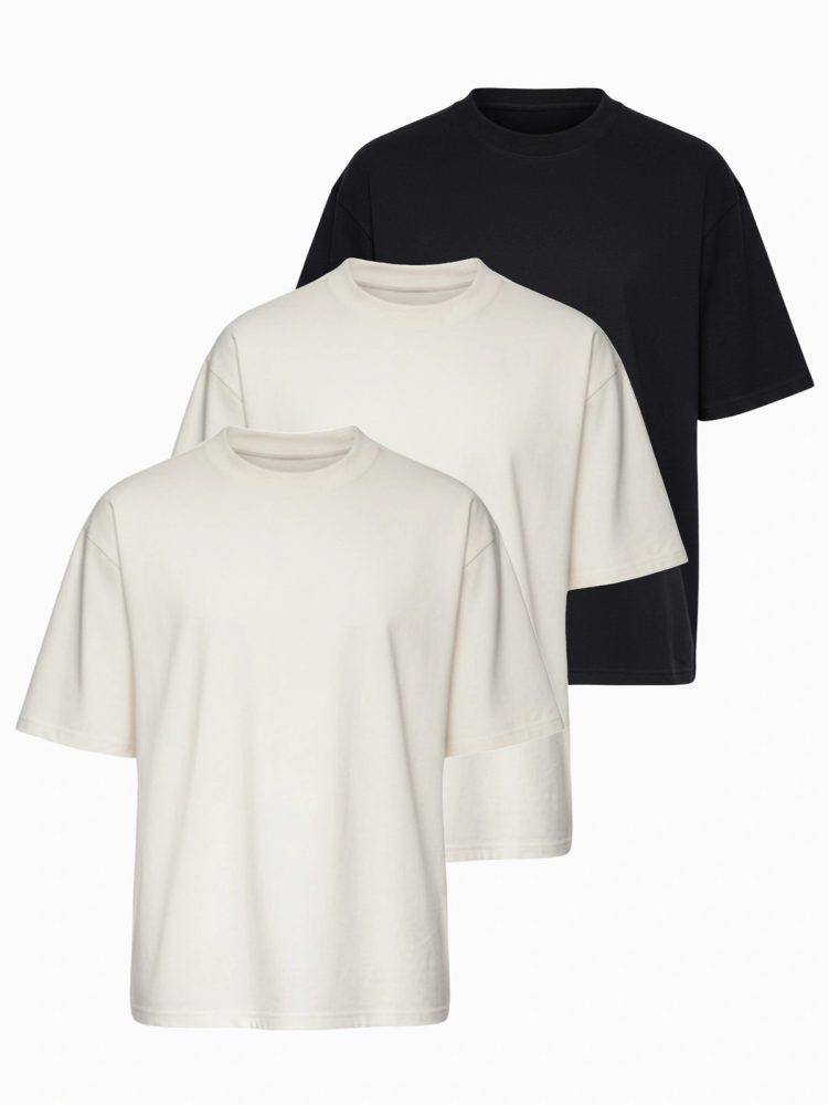 Mešanica treh paketov majic oversize bela/bela/črna TSBC-0291