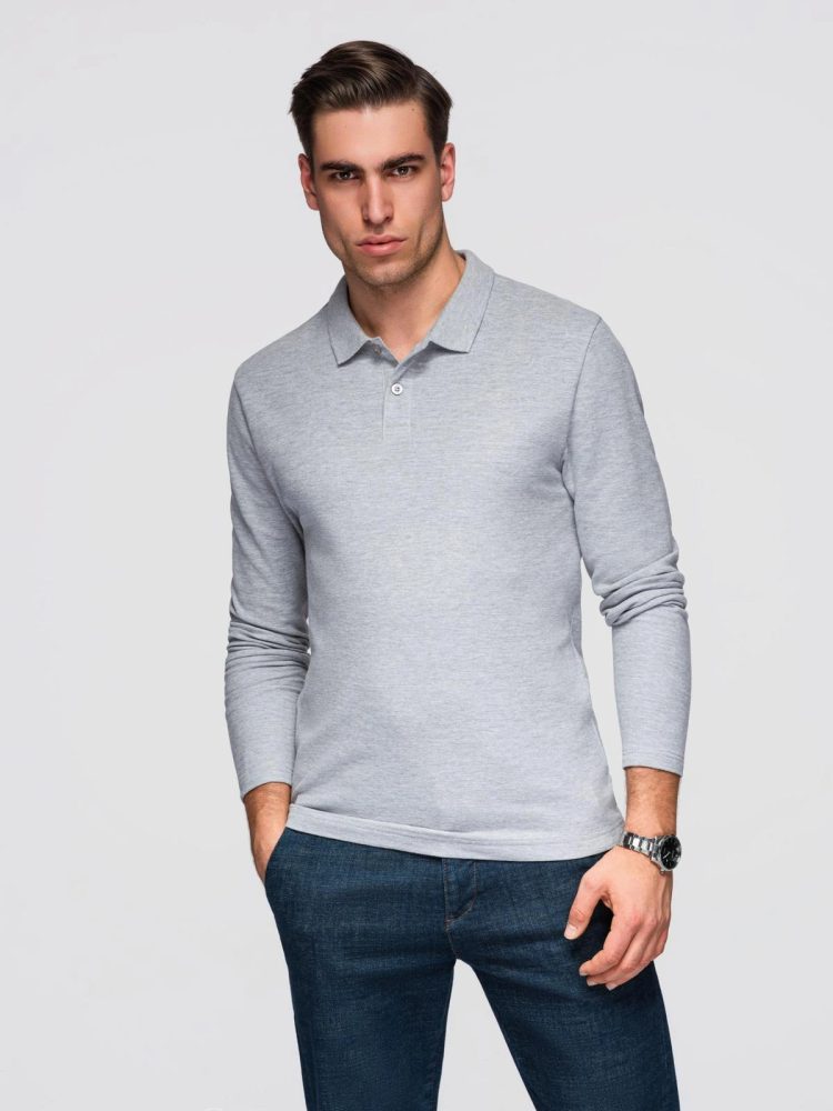 Siva polo majica z dolgimi rokavi V4 POBL-0162