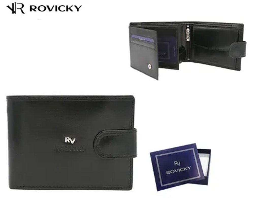 Črna usnjena moška denarnica RV z zaponko