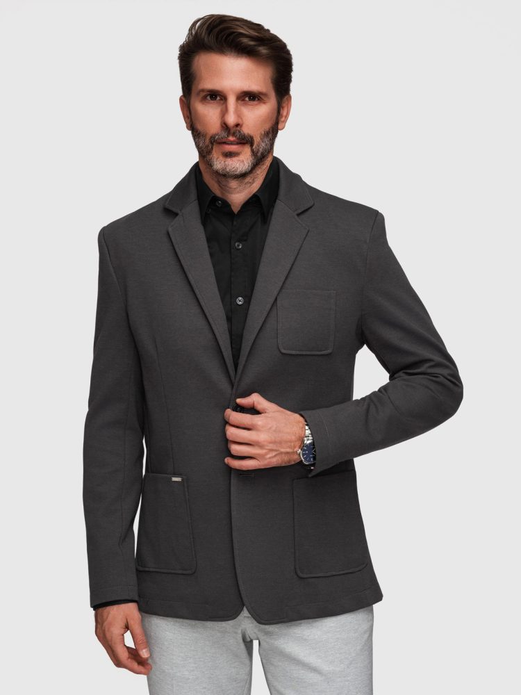 Grafitna športna jakna slim fit V1 M165