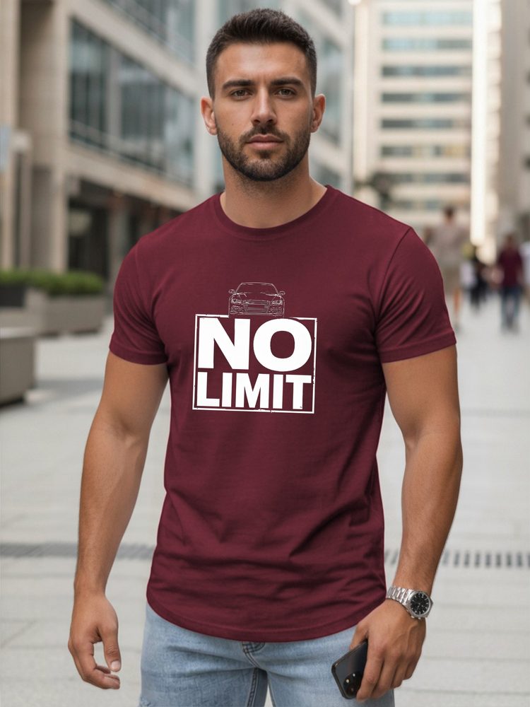 Moška bordo majica s potiskom NO LIMIT
