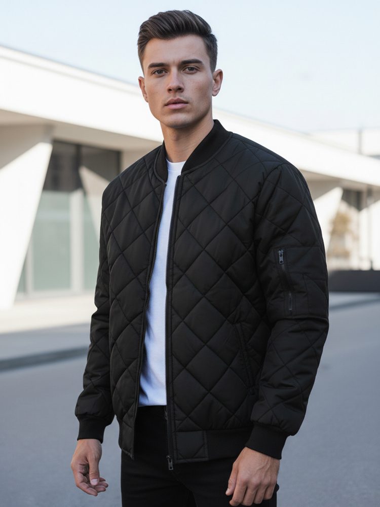 Modna črna moška bomber jakna