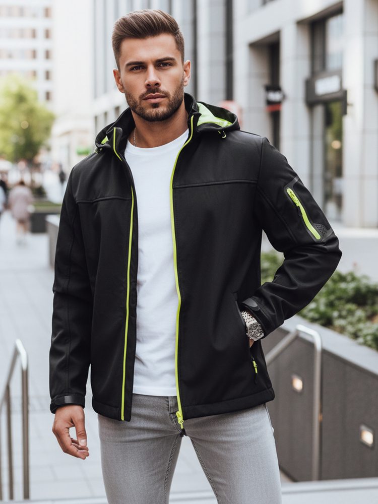 Trendovska softshell jakna z drznimi elementi v črni barvi
