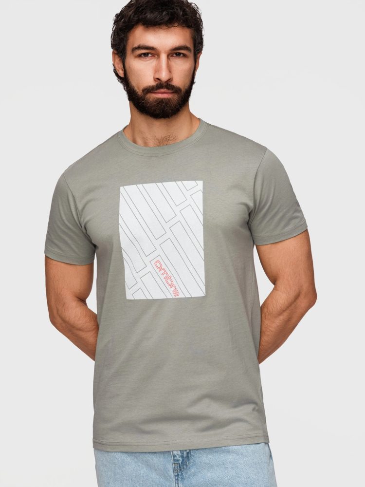 Siva majica z geometrijskim potiskom V3 TSPT-0259