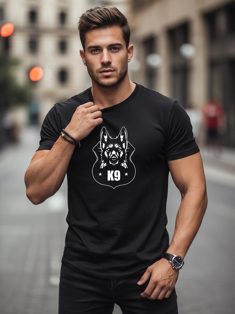 Črna majica z originalnim motivom K9
