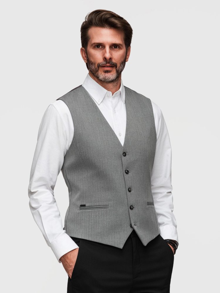 Klasični sivi elegantni telovnik V1 V65