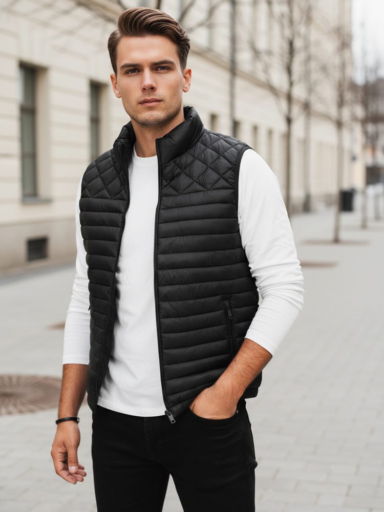 Moderen črn moški telovnik brez kapuce