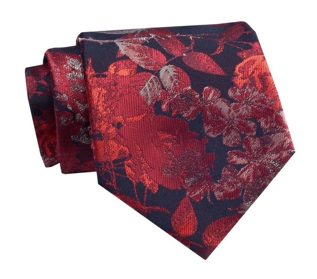 Granatno-rdeča kravata s cvetličnim vzorcem Chattier - Pravimoski.si