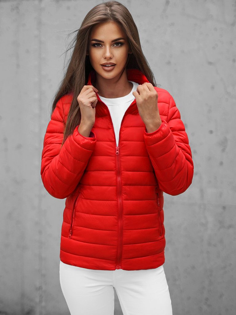 Moderna rdeča ženska jakna JB/JP1141Z - Pravimoski.si