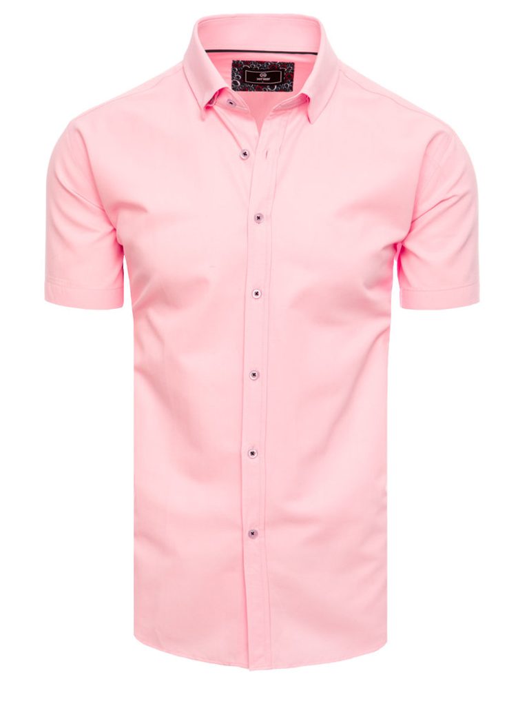 Modna rožnata enobarvna srajca s kratkimi rokavi - Pravimoski.si