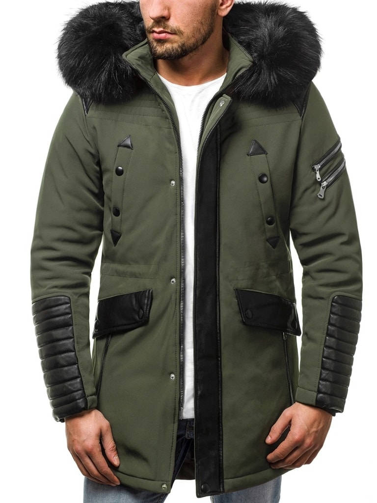 Stilska zelena moška zimska jakna OZONEE O/99111 - Pravimoski.si