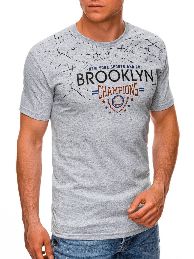 Siva majica s potiskom Brooklyn S1457 - Pravimoski.si