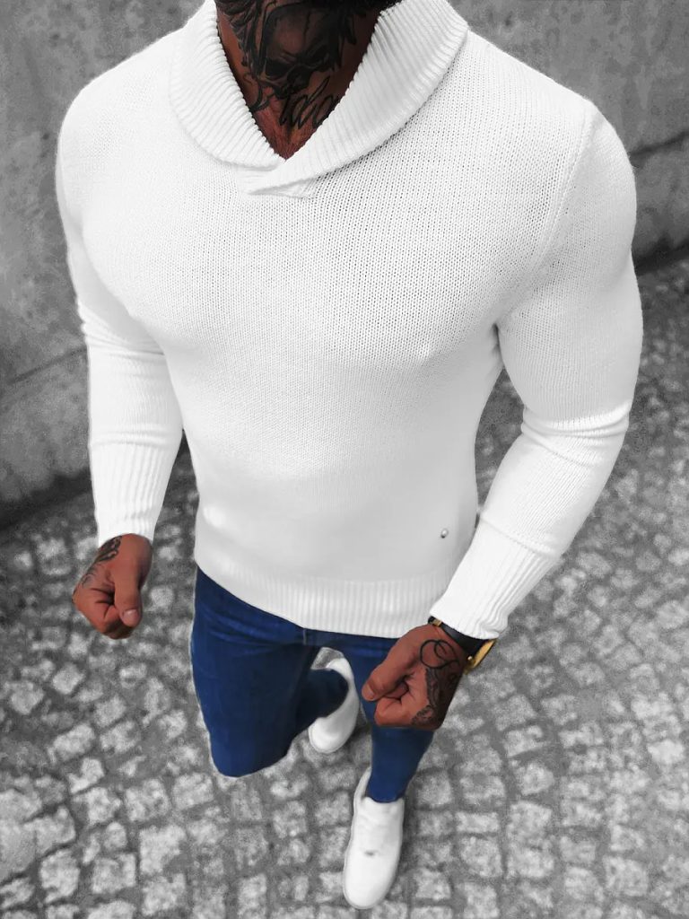 Zanimiv pulover v beli barvi NB/MM6018/1 - Pravimoski.si