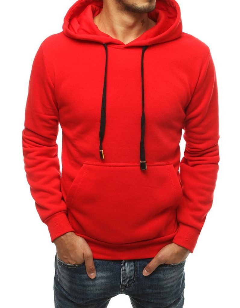 Preprost rdeč pulover s kapuco - Pravimoski.si