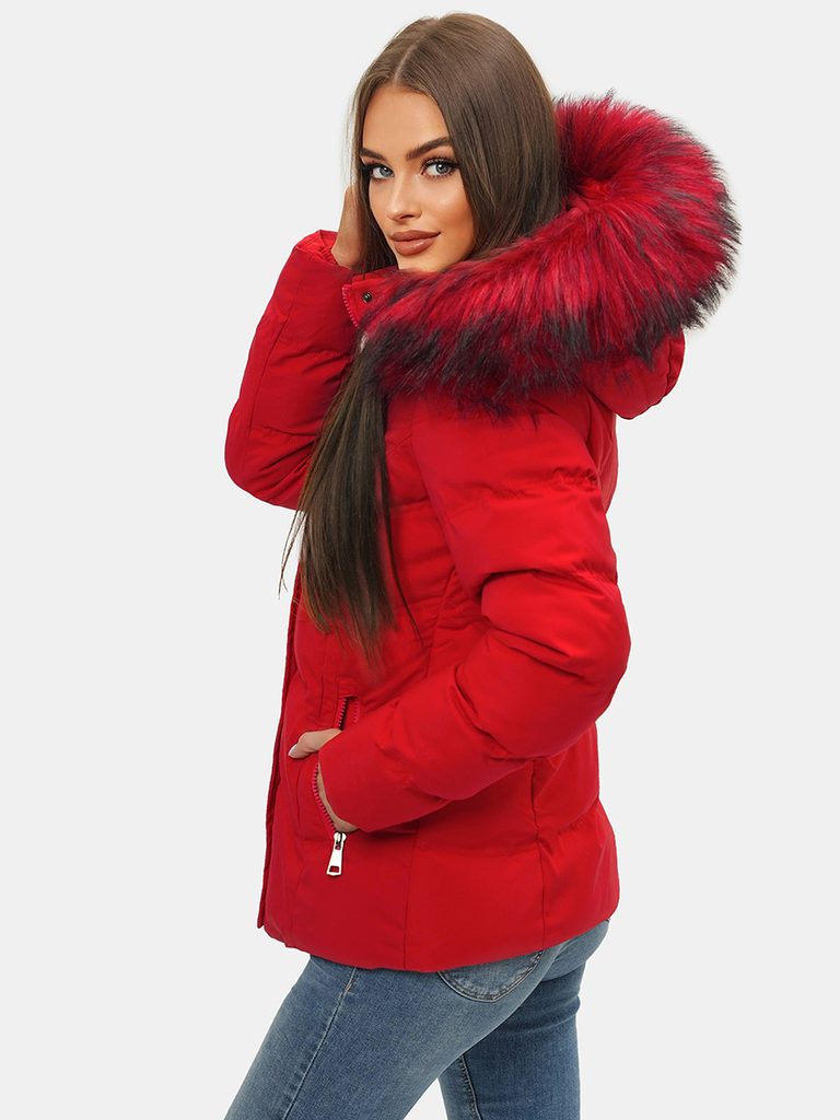 Rdeča ženska bunda trendovskega izgleda JS/M9057/270 - Pravimoski.si