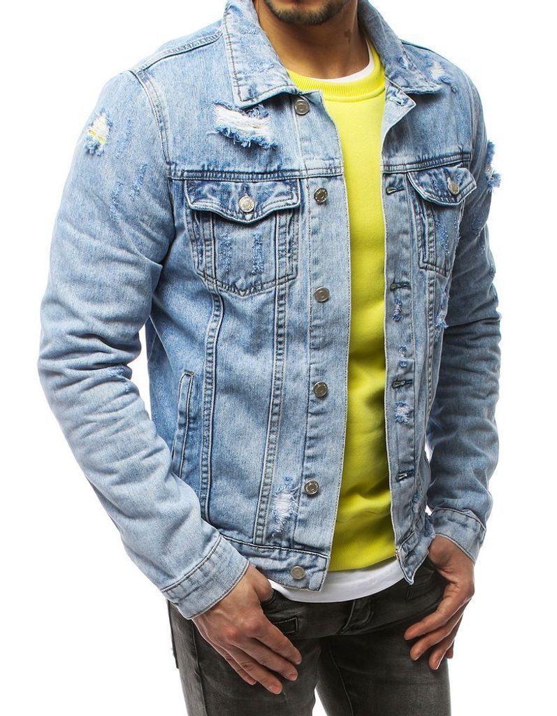 Moška jeans jakna svetlo-modre barve - Pravimoski.si