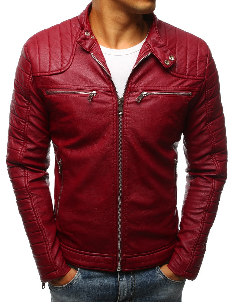 Atraktivna rdeča jakna iz umetnega usnja s šivi - Pravimoski.si