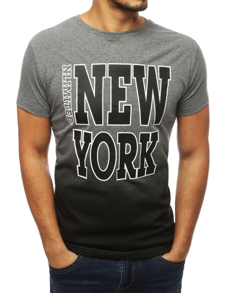 Siva majica s kratkimi rokavi NEW YORK - Pravimoski.si