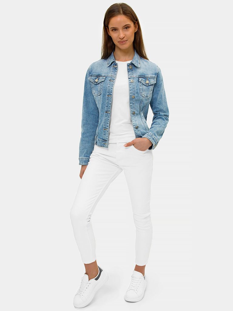 Ženska modna jeans jakna v nebeško modri barvi O/WL2149 - Pravimoski.si