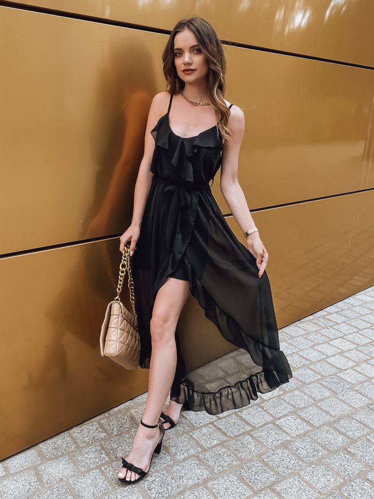 Senzacionalna lahka poletna obleka v črni barvi Maretta - Pravimoski.si