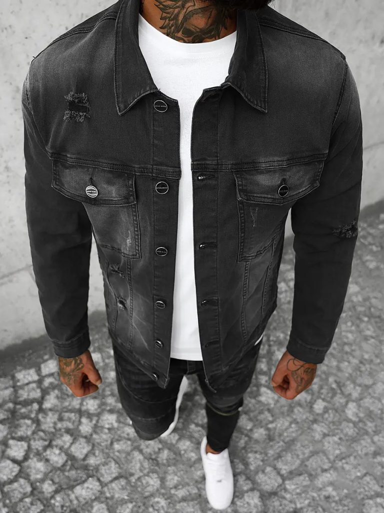 Jeans stilska črna jakna brez kapuce NB/MJ506NZ - Pravimoski.si