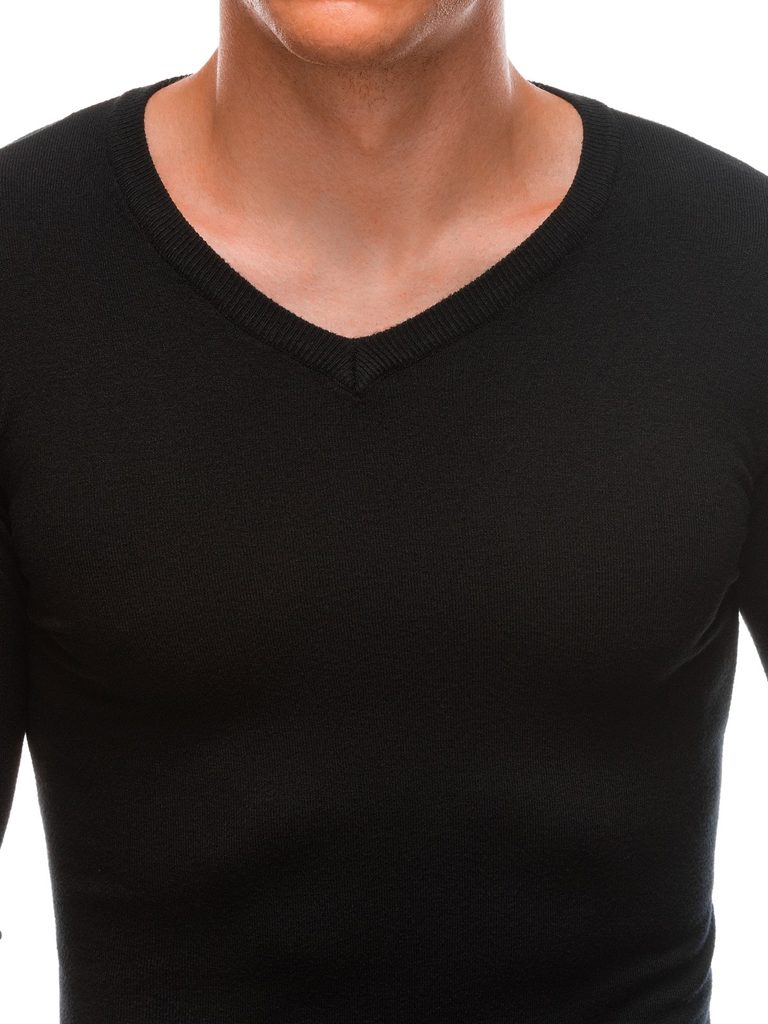 Moški pulover z V-izrezom v črni barvi E206 - Pravimoski.si