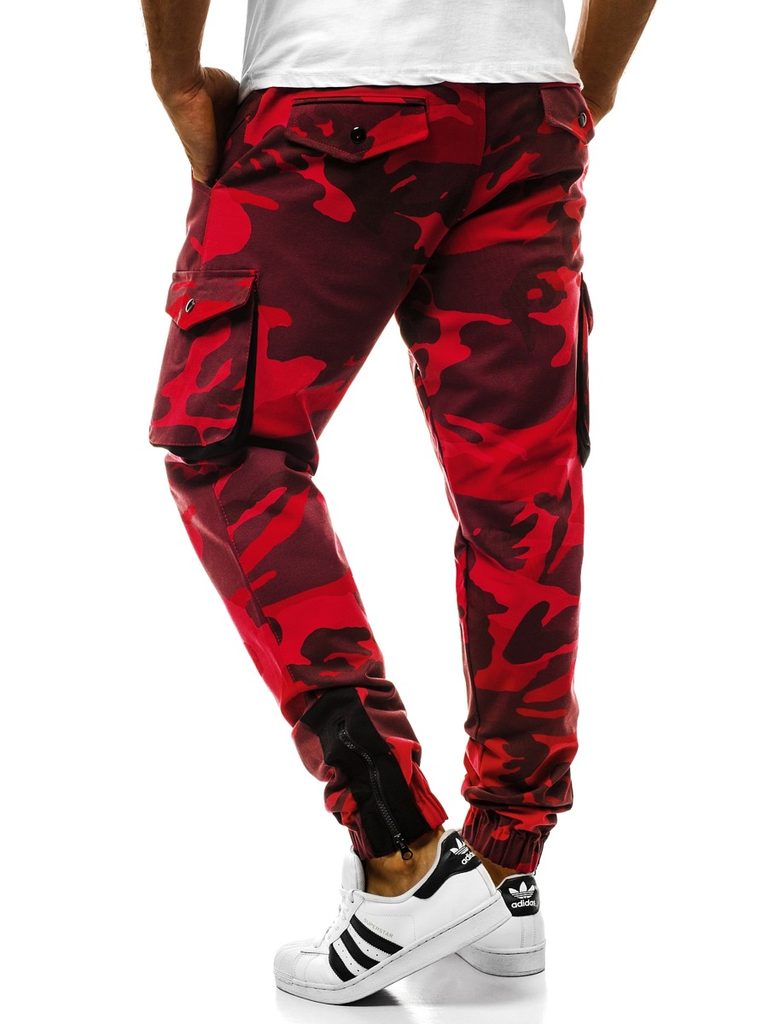 Jogger hlače z žepi v rdeči barvi ATHLETIC 705 - Pravimoski.si