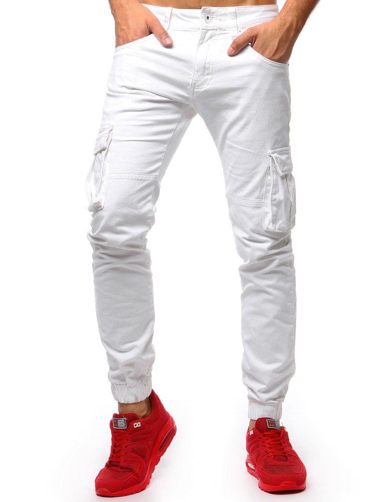 Bele moške jogger hlače z globokimi žepi - Pravimoski.si