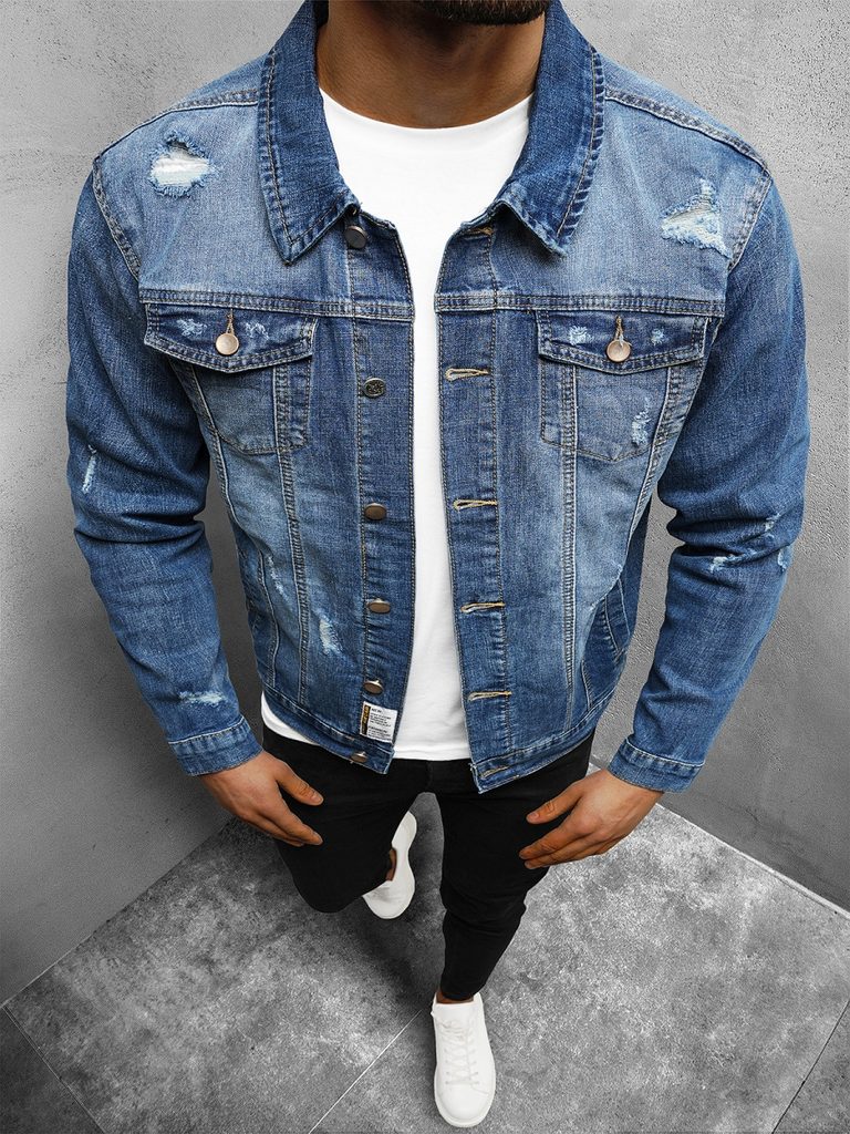 Nebeško modra jeans jakna brez kapuce NB/MJ507B - Pravimoski.si