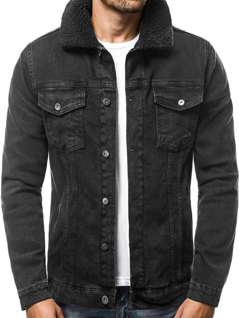 Črna moška jeans jakna OZONEE B/052 - Pravimoski.si