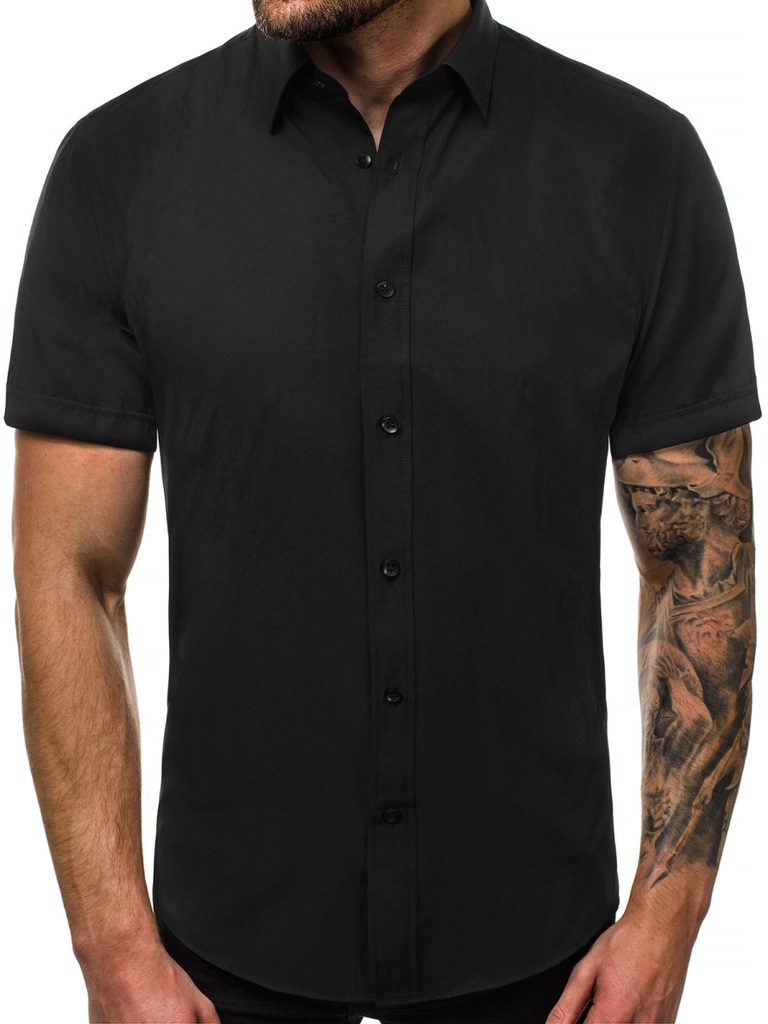 Preprosta črna moška srajca V/K132 - Pravimoski.si
