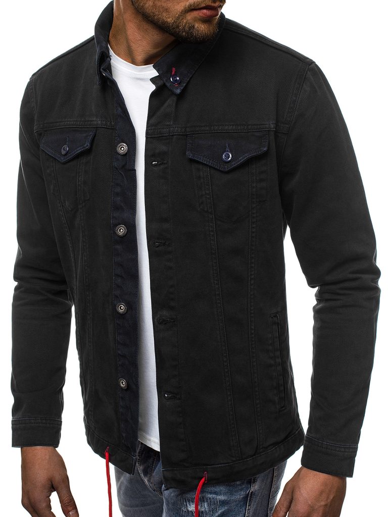 Modna moška črna jeans jakna B/2071 - Pravimoski.si