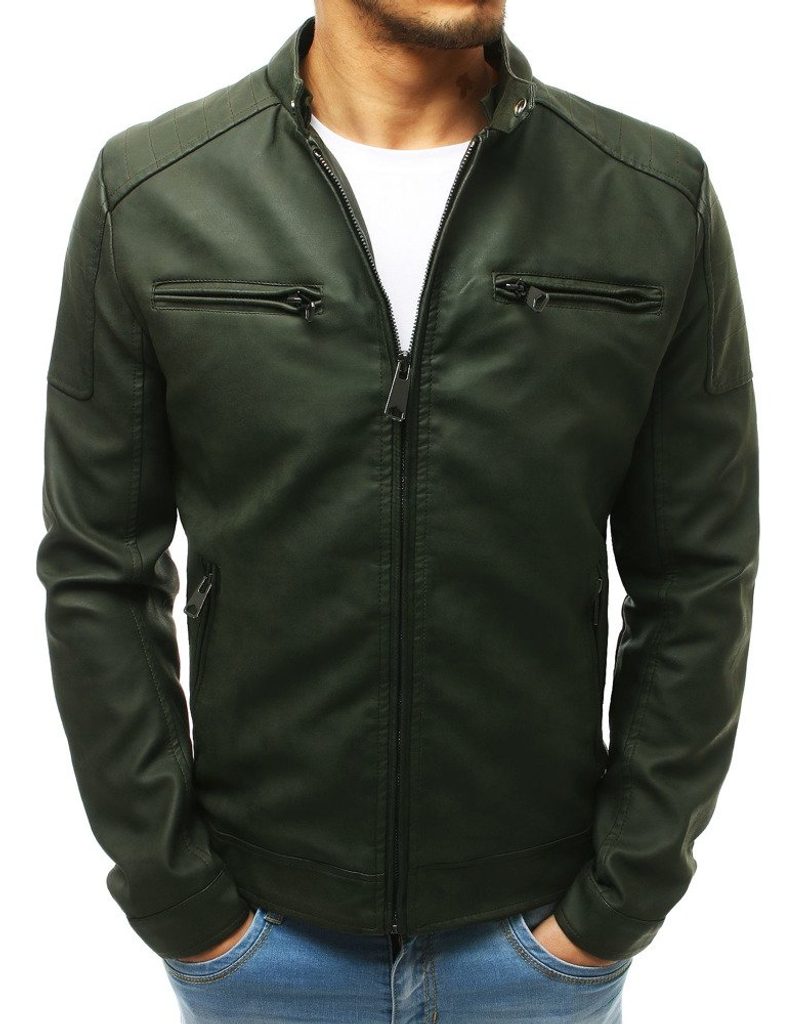Zelena jakna iz umetnega usnja za moške - Pravimoski.si
