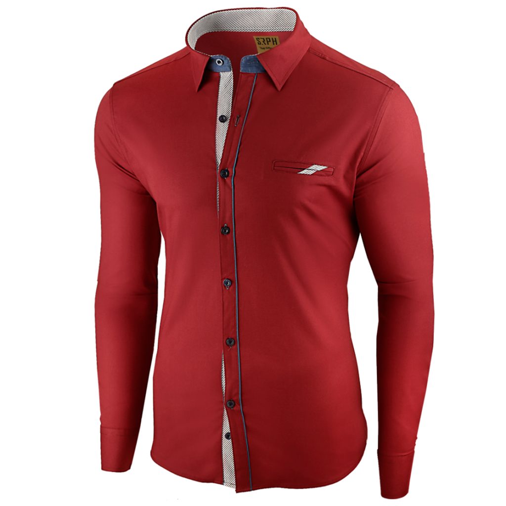 Rdeča premium moška srajca z dolgimi rokavi - Pravimoski.si