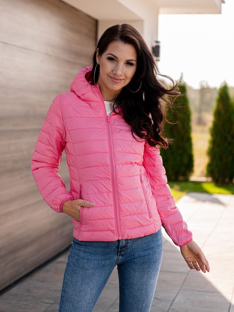 Trendovska svetlo rožnata ženska prehodna jakna CLR007 - Pravimoski.si