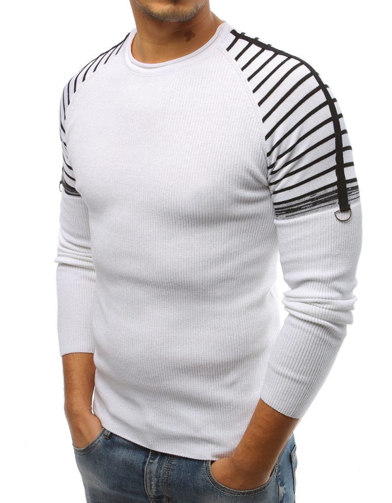Moderni moški pulover bel - Pravimoski.si