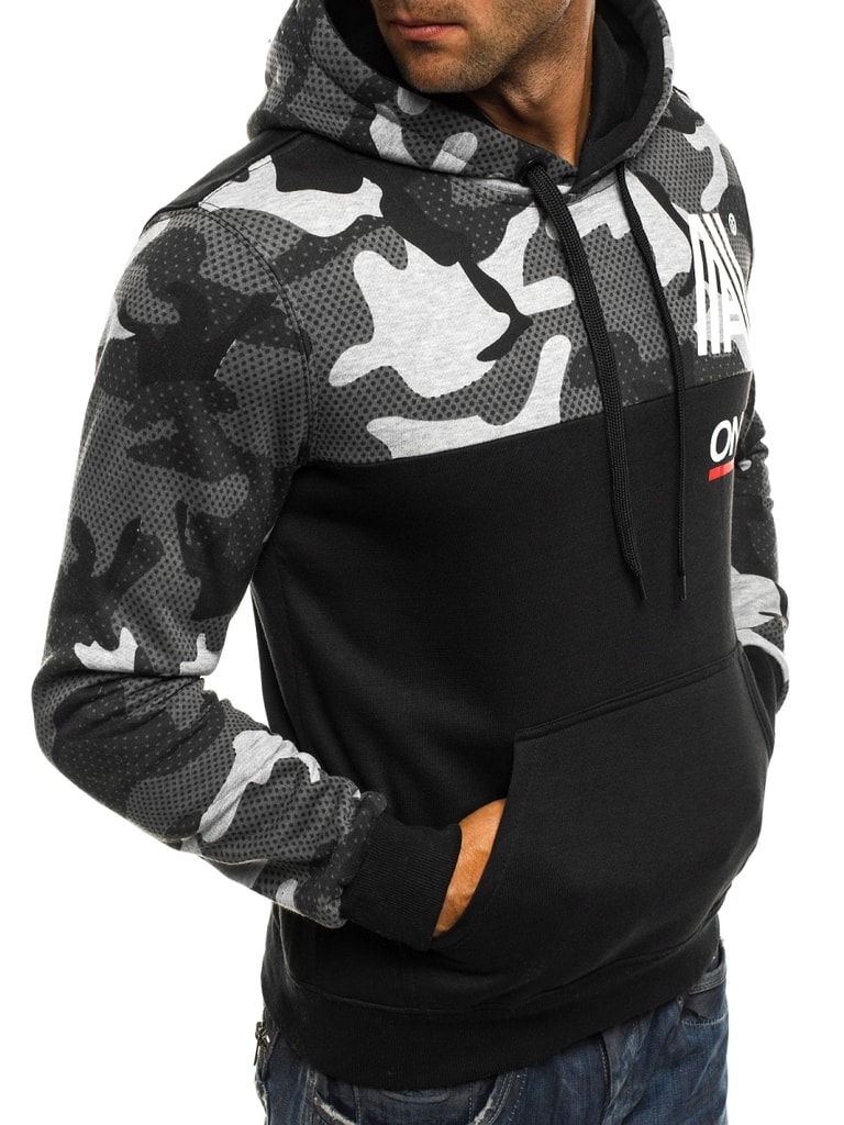 Športni vojaški pulover v črni barvi J.STYLE DD53 - Pravimoski.si