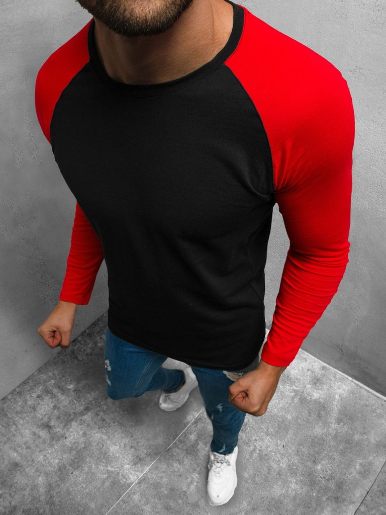Črna majica z rdečim dolgim rokavom O/1218 - Pravimoski.si