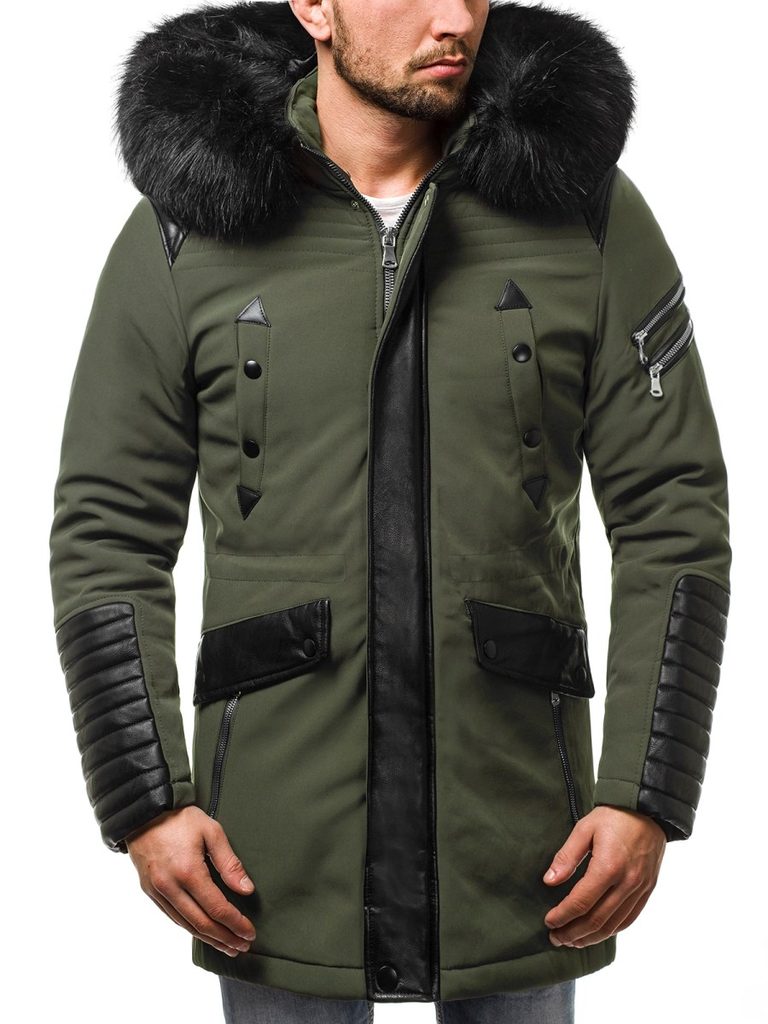 Stilska zelena moška zimska jakna OZONEE O/99111 - Pravimoski.si