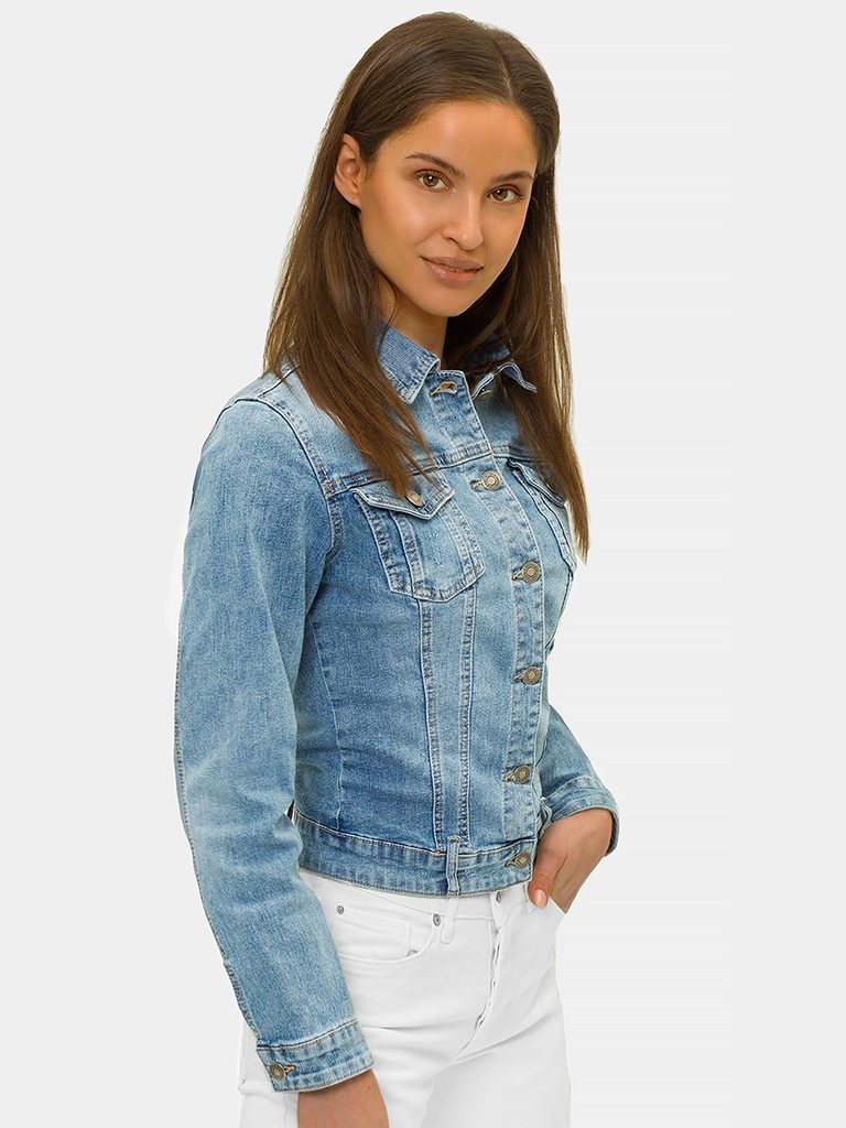 Ženska modna jeans jakna v nebeško modri barvi O/WL2149 - Pravimoski.si