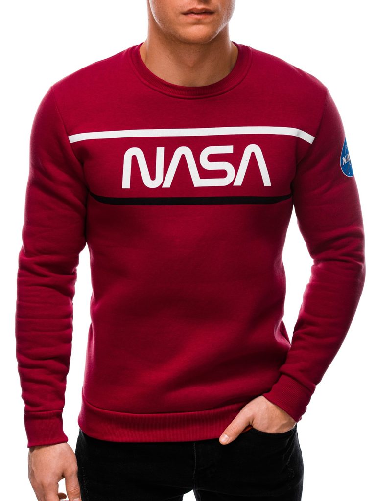 Temno rdeč pulover brez kapuce NASA B1399 - Pravimoski.si