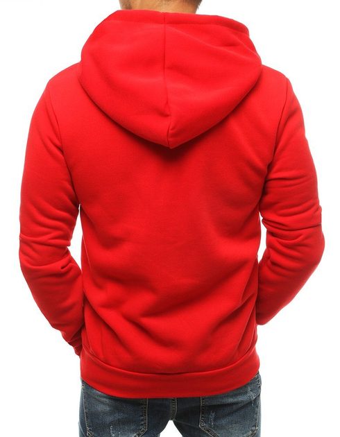 Preprost rdeč pulover s kapuco - Pravimoski.si