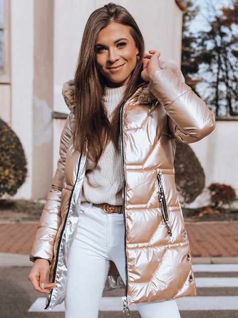 Moderna ženska zlata bunda Indigo - Pravimoski.si