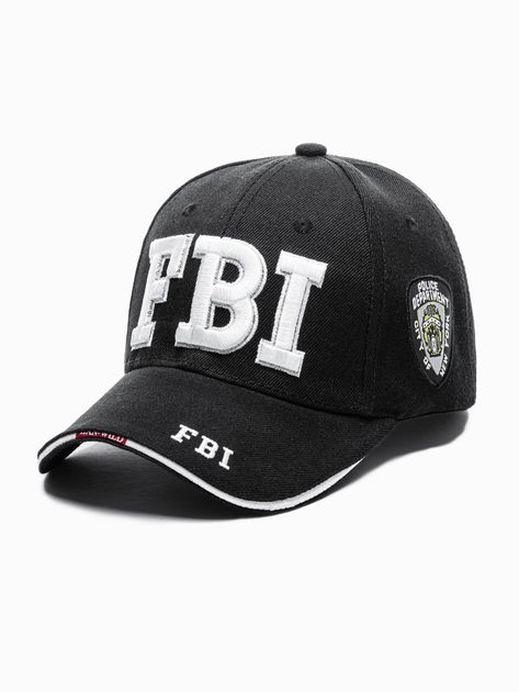 Trendovska črna kapa s šiltom FBI H115 - Pravimoski.si