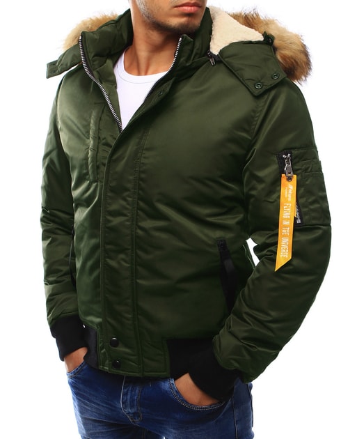 Zelena moška jakna s kapuco za zimo - Pravimoski.si