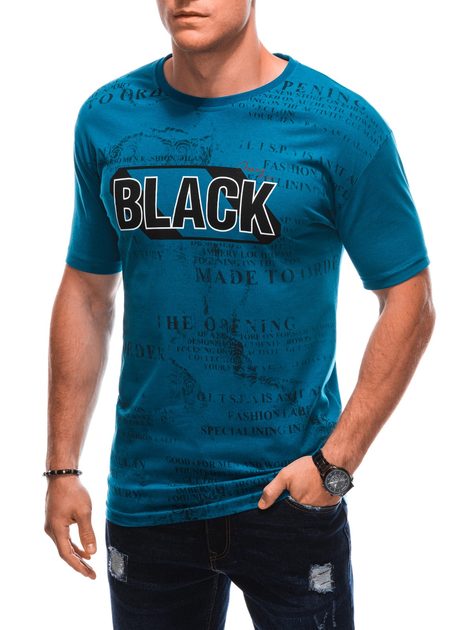 Edinstvena turkizna majica z napisom BLACK S1903 - Pravimoski.si