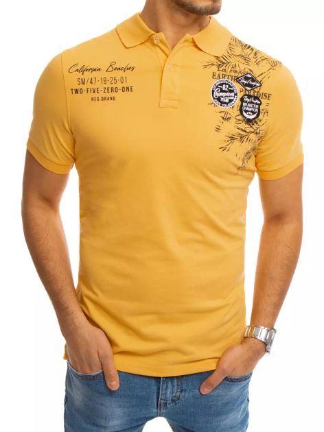 Rumena modna polo majica s potiskom - Pravimoski.si